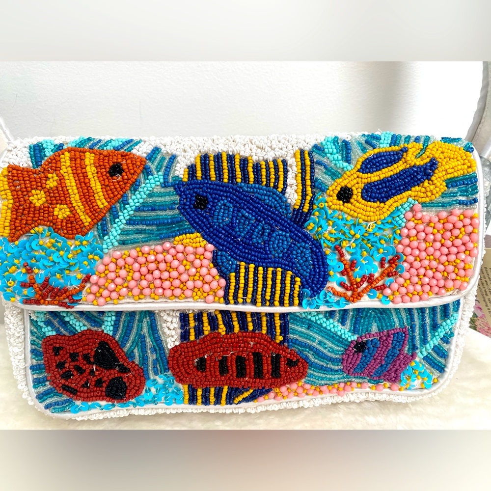MADE INDIA VIRAL Colorful Beaded Fish Design Women's Bag - NEW